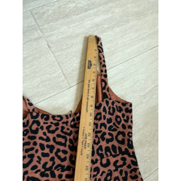 Lovers + Friends Jumpsuit Small Leopard Animal Print Wide Leg Sleeveless Orange - Picture 12 of 16